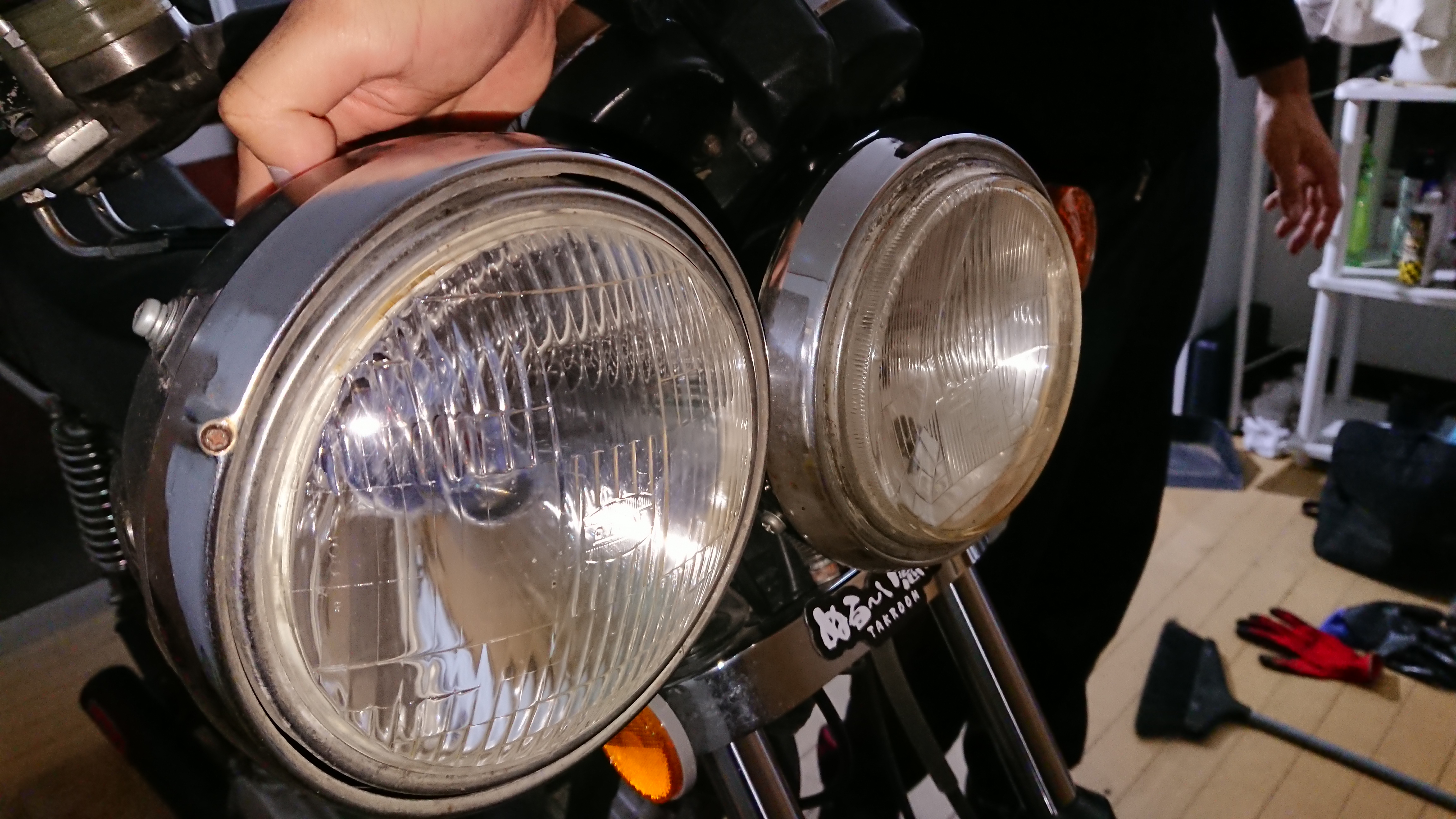CIBIEの凹みライトに交換！GS400カスタム。 | GS400 旧車バイクのブログ@王鈴